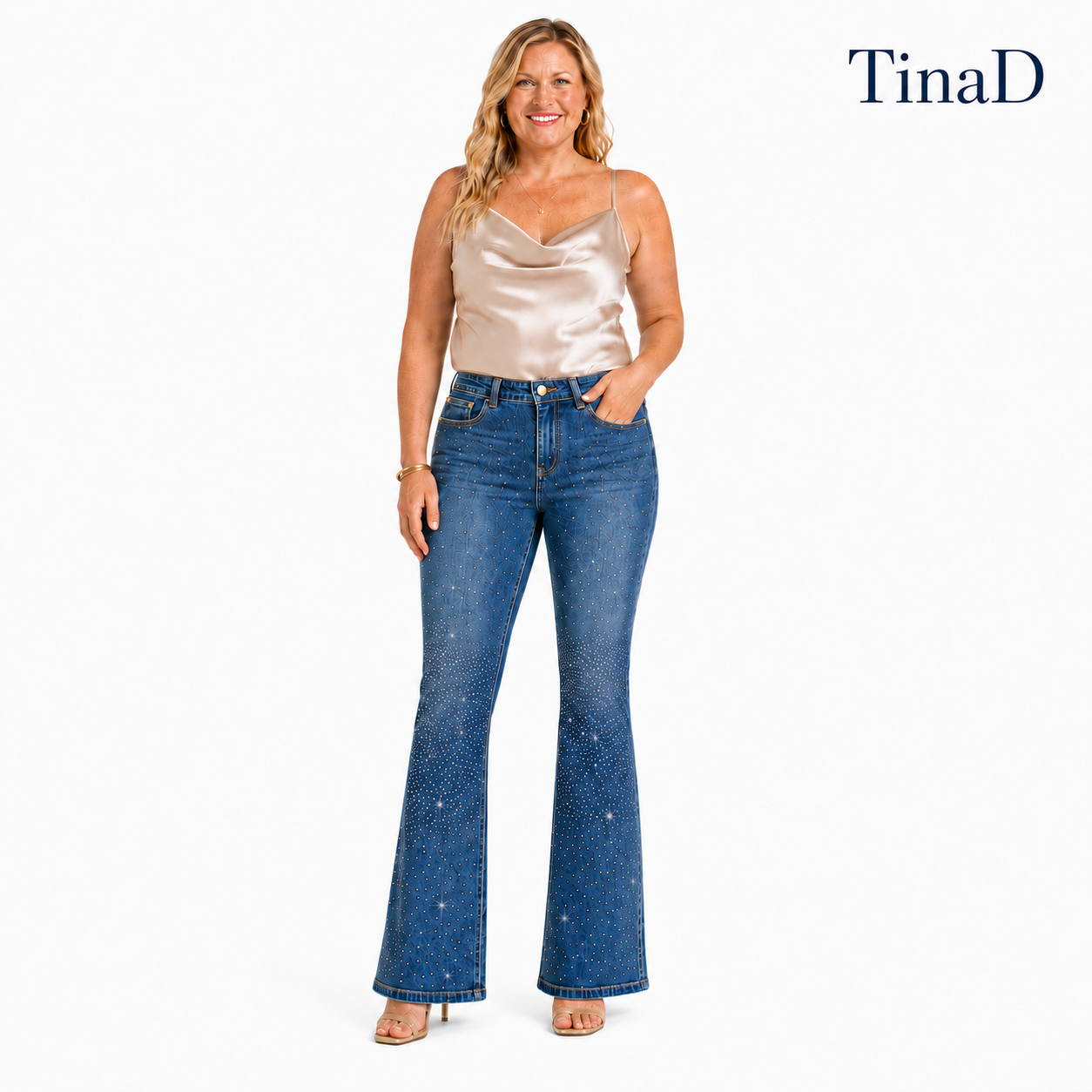 TinaD Sparkle Tummy Control Bootcut Jeans