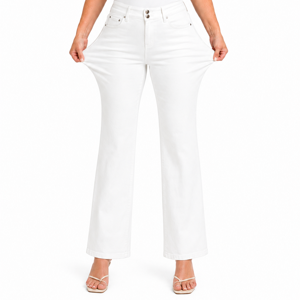 TinaD 3-Way Repel Double Button Tummy Control Wide Leg Jeans