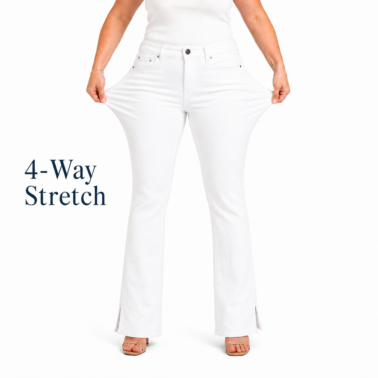 TinaD White 3-Way Repel Tummy Slim Fit Bootcut Jeans