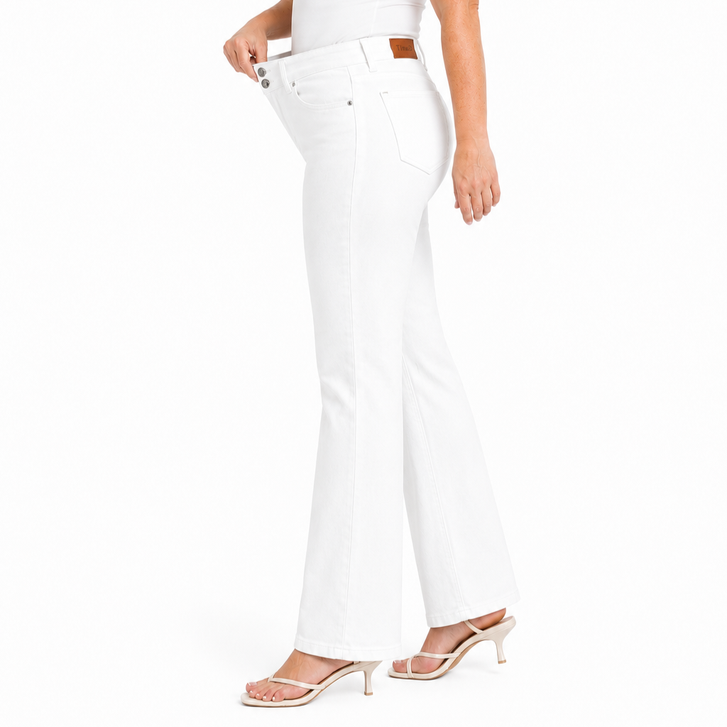 TinaD 3-Way Repel Double Button Tummy Control Wide Leg Jeans