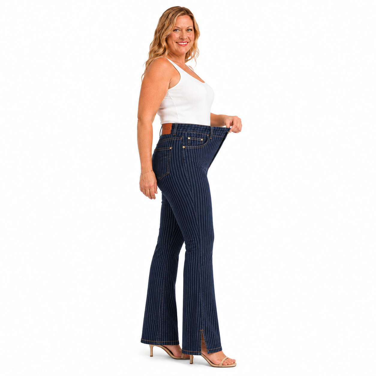 TinaD Striped 4-Way Stretch Tummy Slim Fit Bootcut Jeans