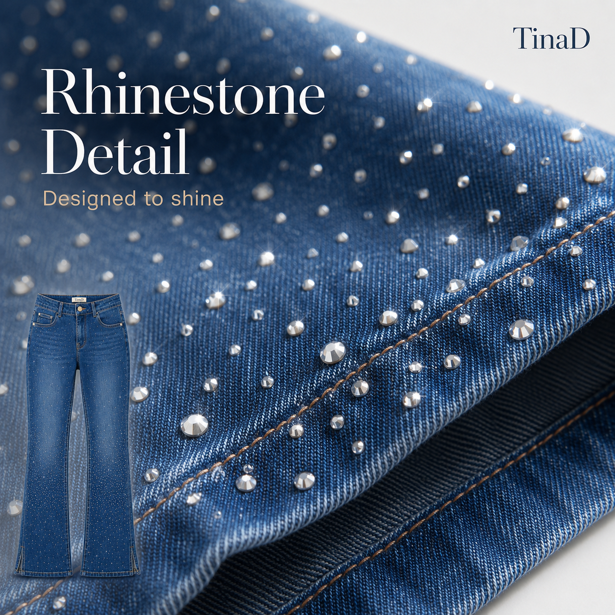 TinaD Sparkle 4-Way Stretch Tummy Slim Fit Bootcut Jeans