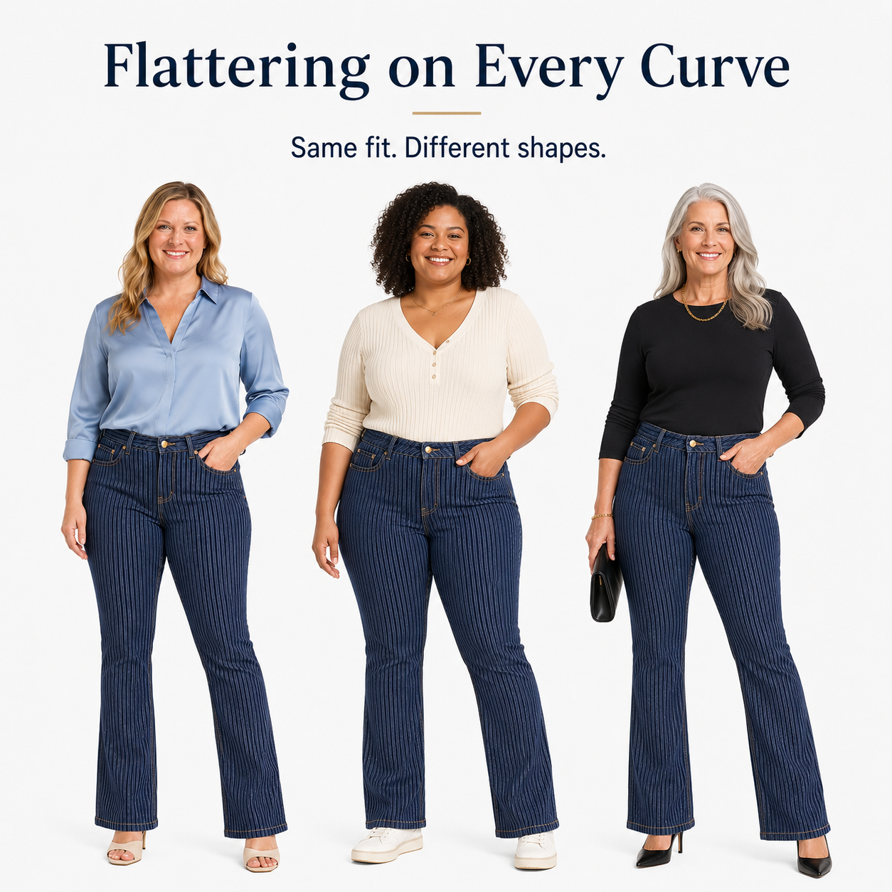 TinaD Striped Tummy Control Bootcut Jeans