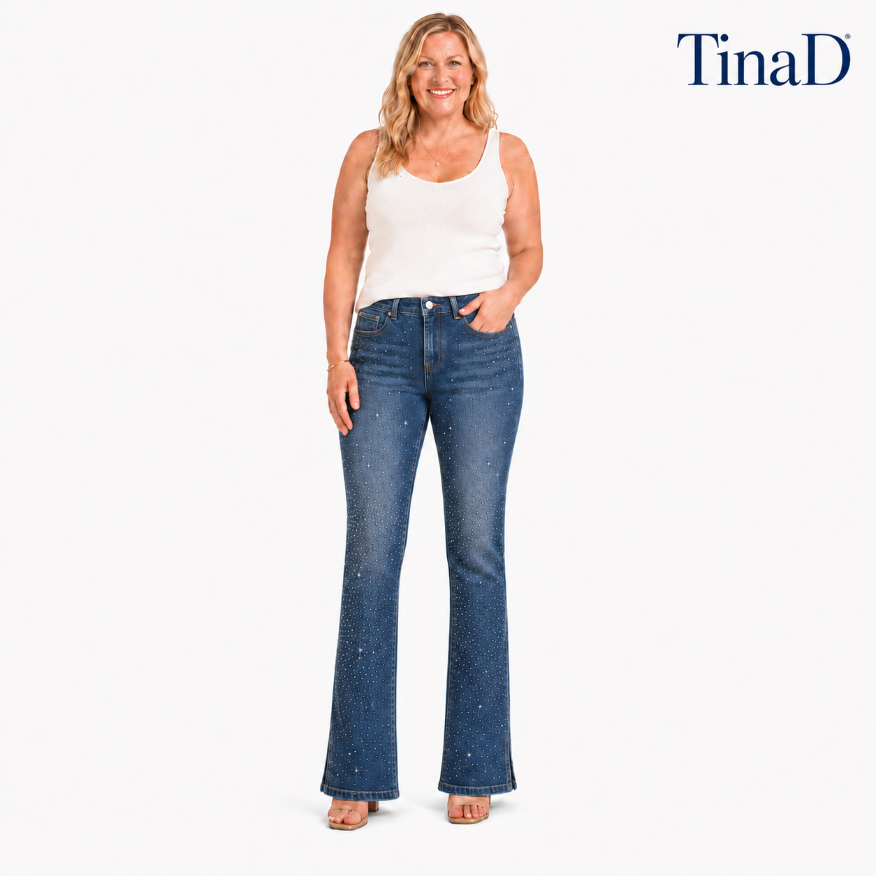 TinaD Sparkle 4-Way Stretch Tummy Slim Fit Bootcut Jeans
