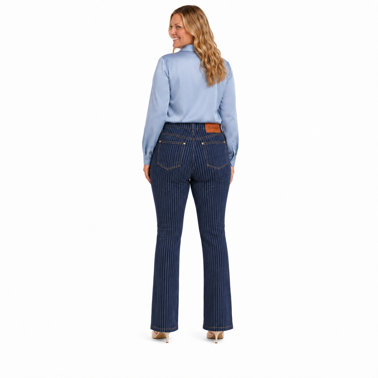 TinaD Striped Tummy Control Bootcut Jeans