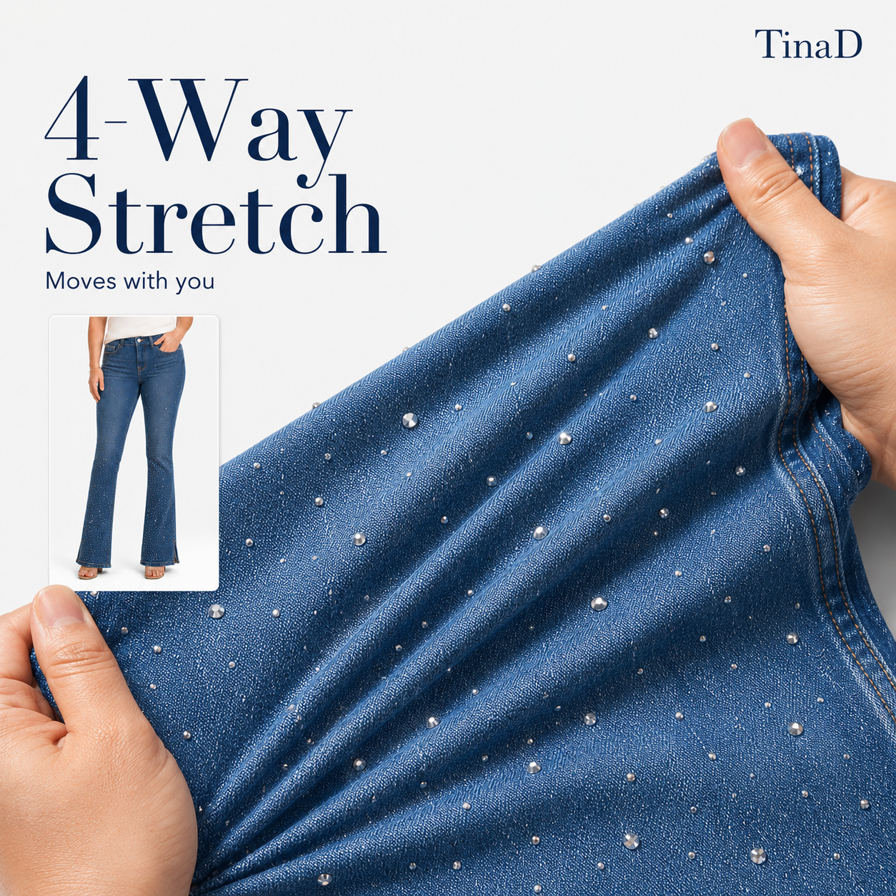 TinaD Sparkle 4-Way Stretch Tummy Slim Fit Bootcut Jeans