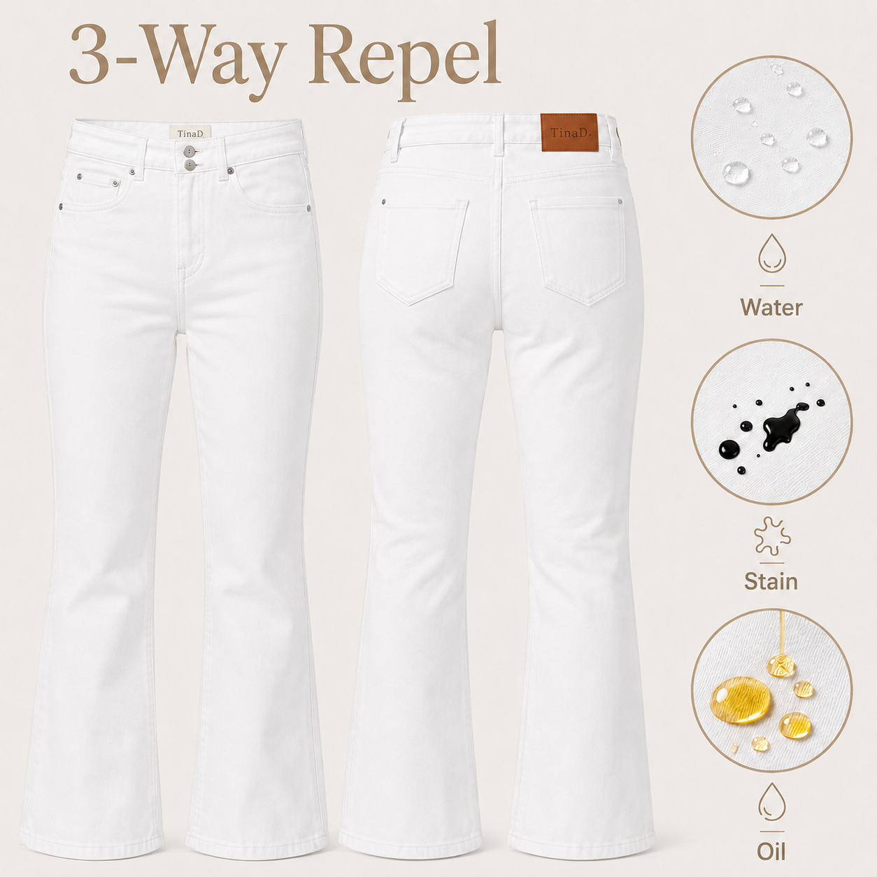 TinaD 3-Way Repel Tummy Control Bootcut Jeans