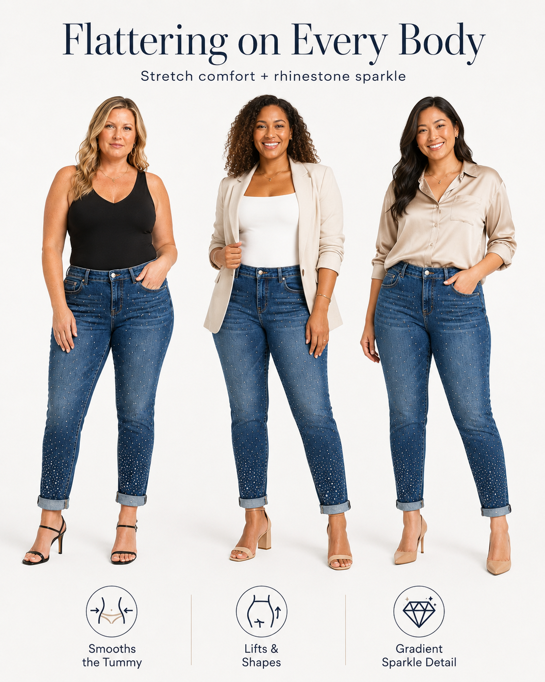 Tummy Control Cuffed Slim Fit Jeans (Buy 2 Free Shipping)