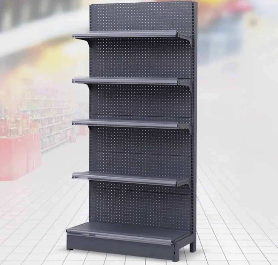Single-sided perforated back panel shelving