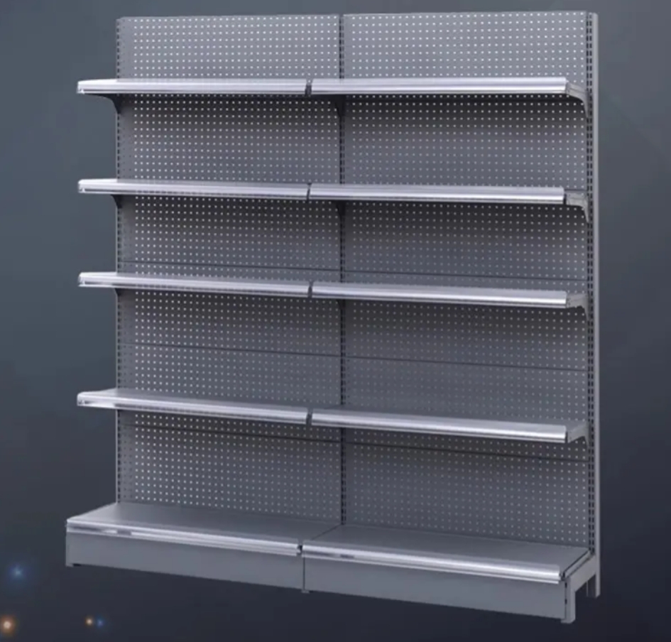 Single-sided perforated back panel shelving