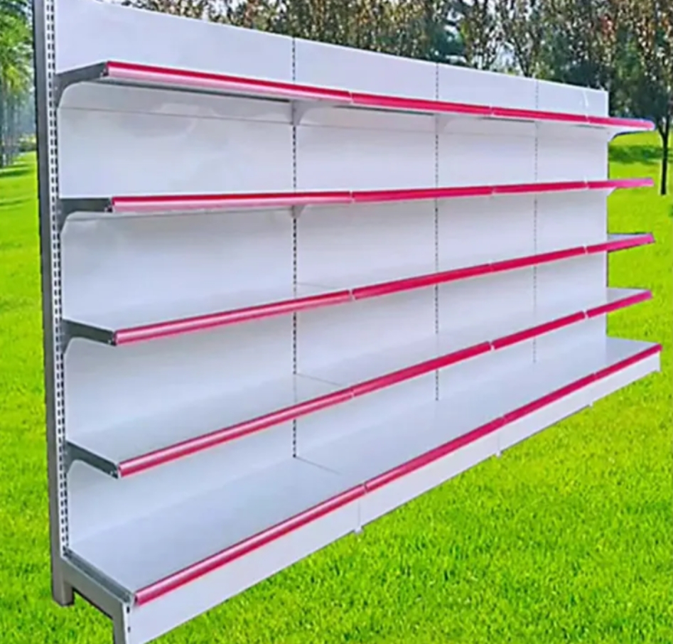 Single-sided supermarket shelving