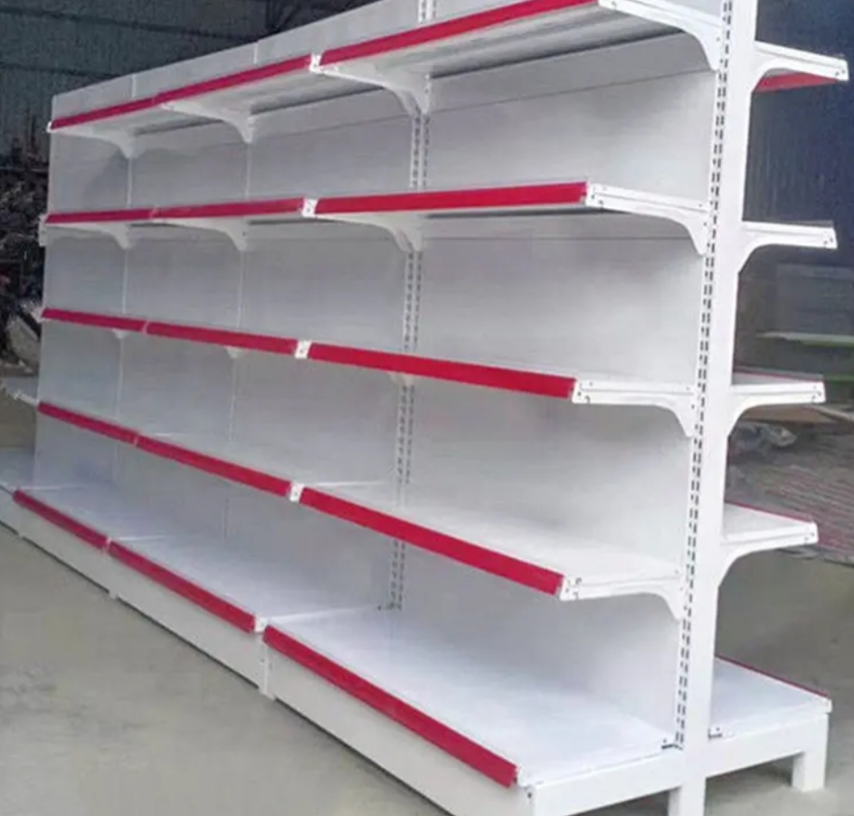 Single-sided supermarket shelving