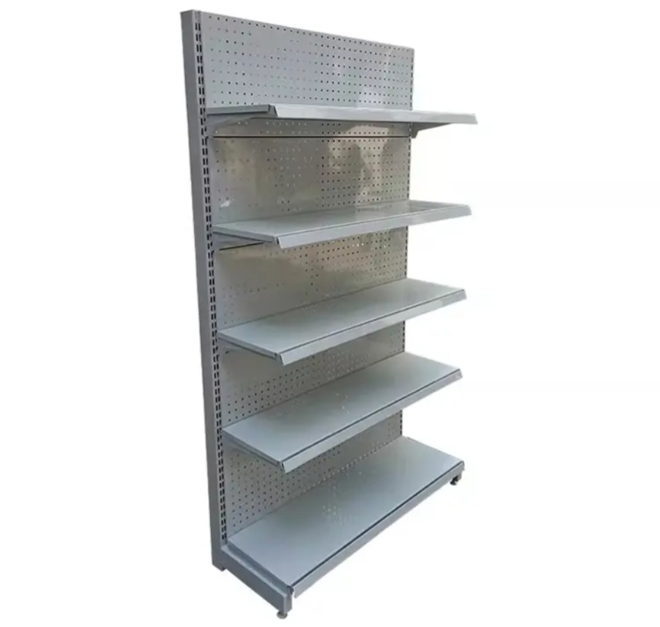 Single-sided perforated back panel shelving