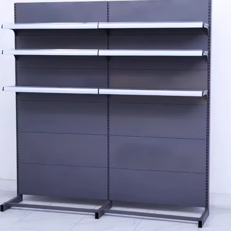 Single-sided supermarket shelving