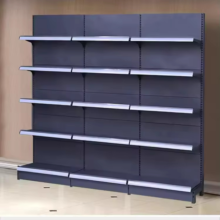 Single-sided supermarket shelving