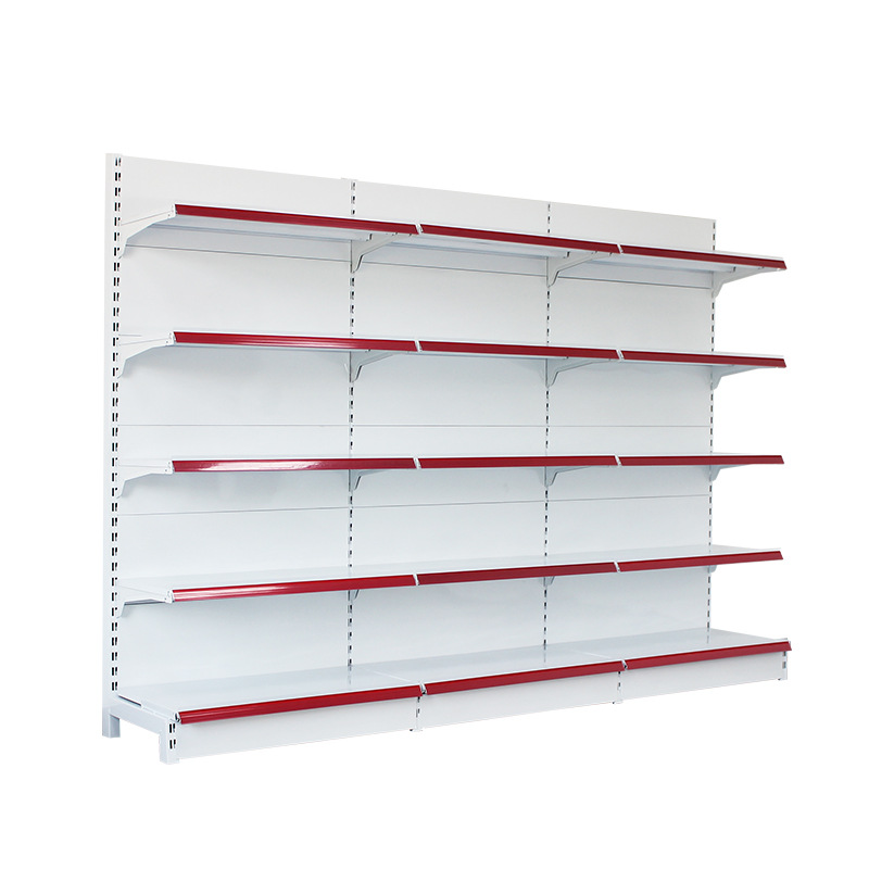 Single-sided supermarket shelving