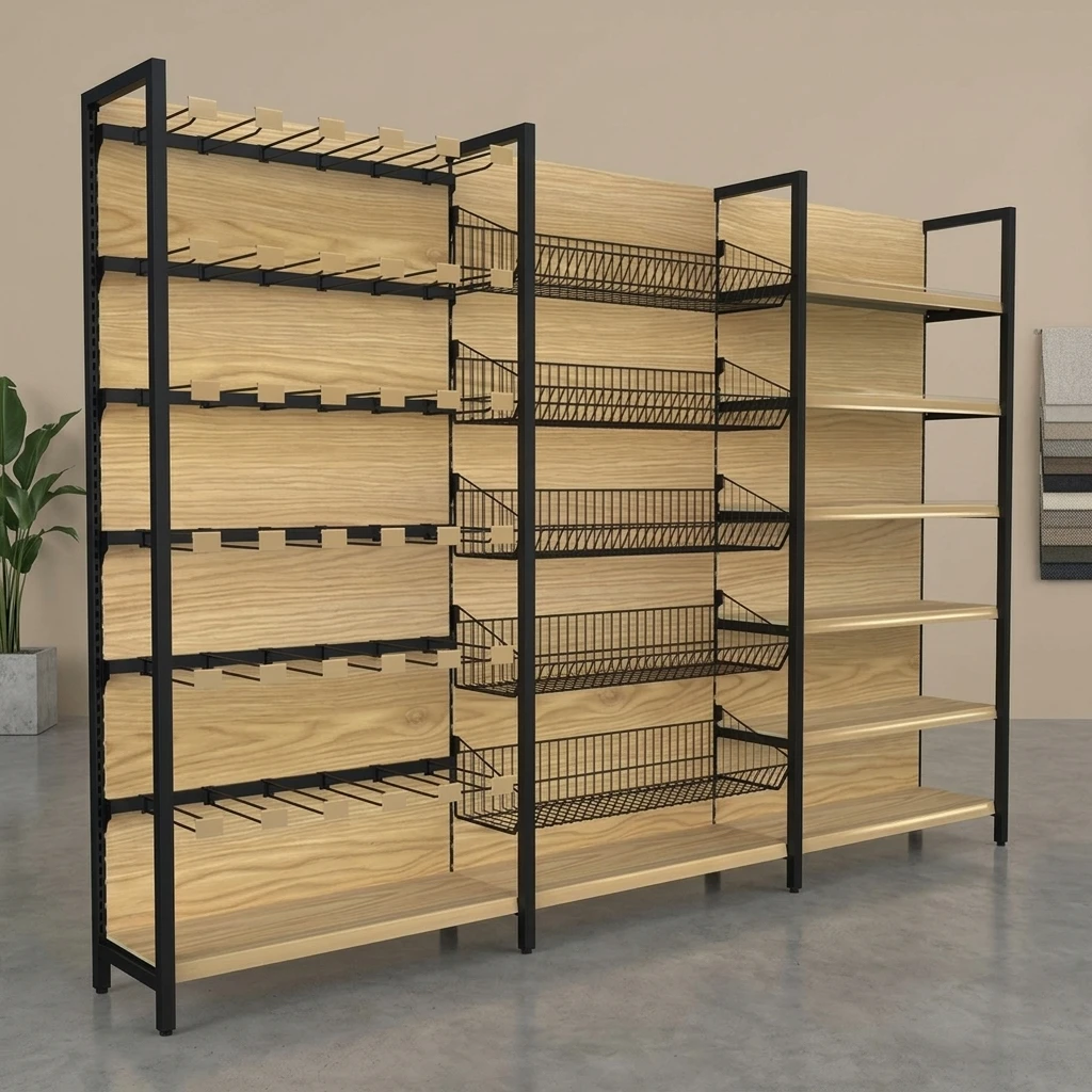 Hanging basket hook shelving
