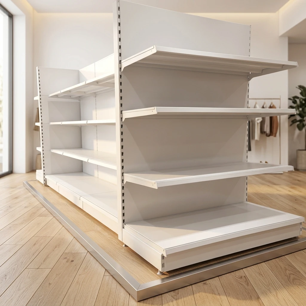 Double-sided shelving with end caps