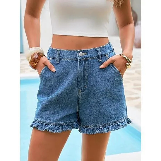 ⚡FINAL SALE⚡- Women's Summer Ruffled Denim Shorts