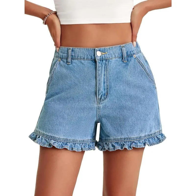 ⚡FINAL SALE⚡- Women's Summer Ruffled Denim Shorts