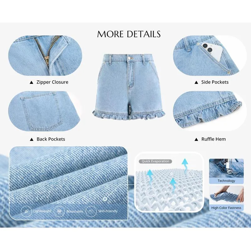 ⚡FINAL SALE⚡- Women's Summer Ruffled Denim Shorts