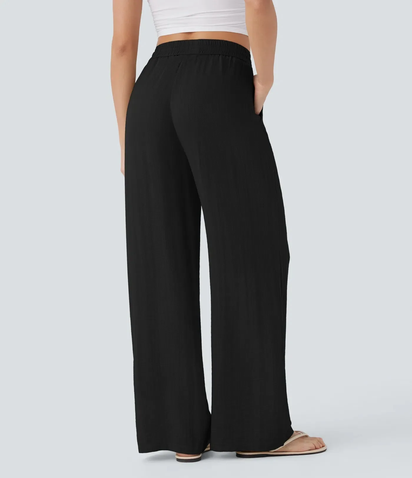 Casual linnen broek voor dames &ndash; hoge taille en wijde pijpen voor een luchtige, stijlvolle en comfortabele zomerse look.