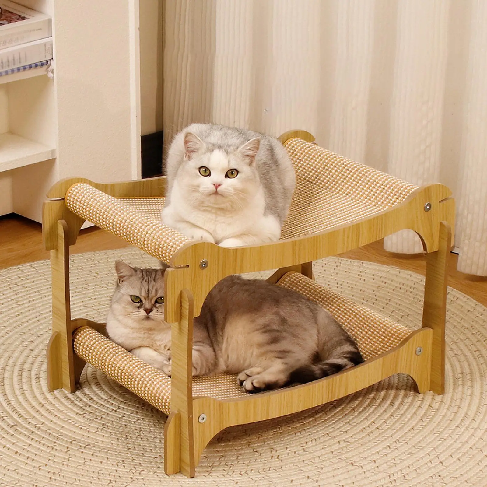 Double Tier Wood Sofa Protect Carpets and Sofas Pet Sleeping Bed for Indoor Cats Kitten Small and Medium Cat Puppy Small Animal