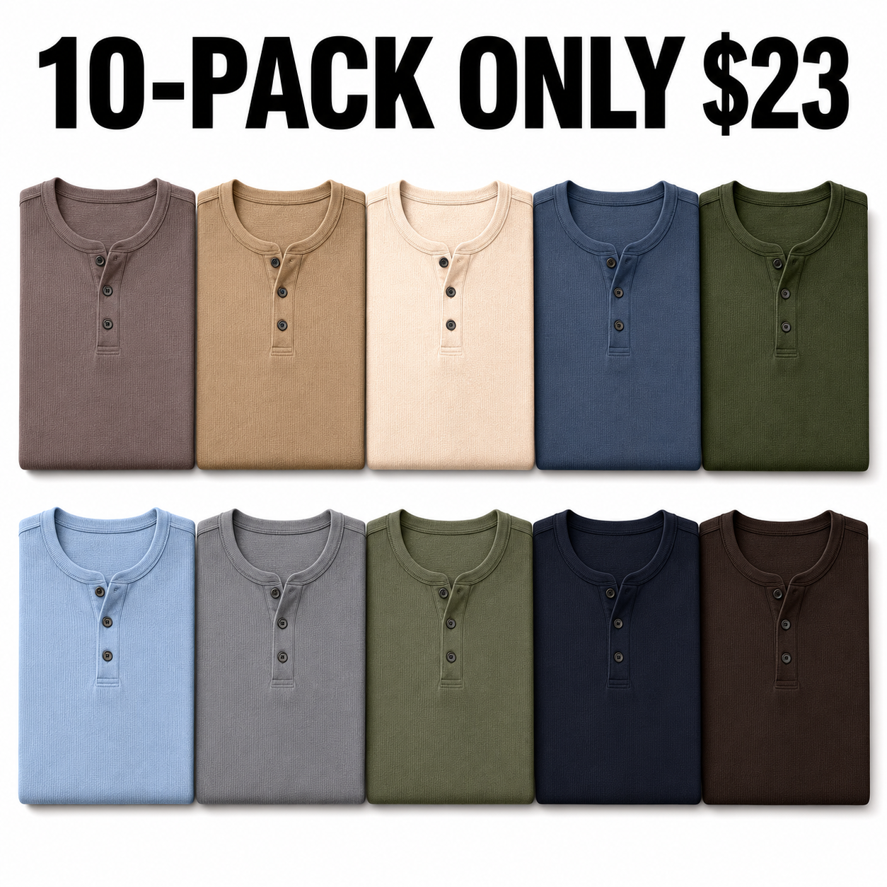 Men's Ribbed Knit Short Sleeve Henley Shirts Mixed Pack Set