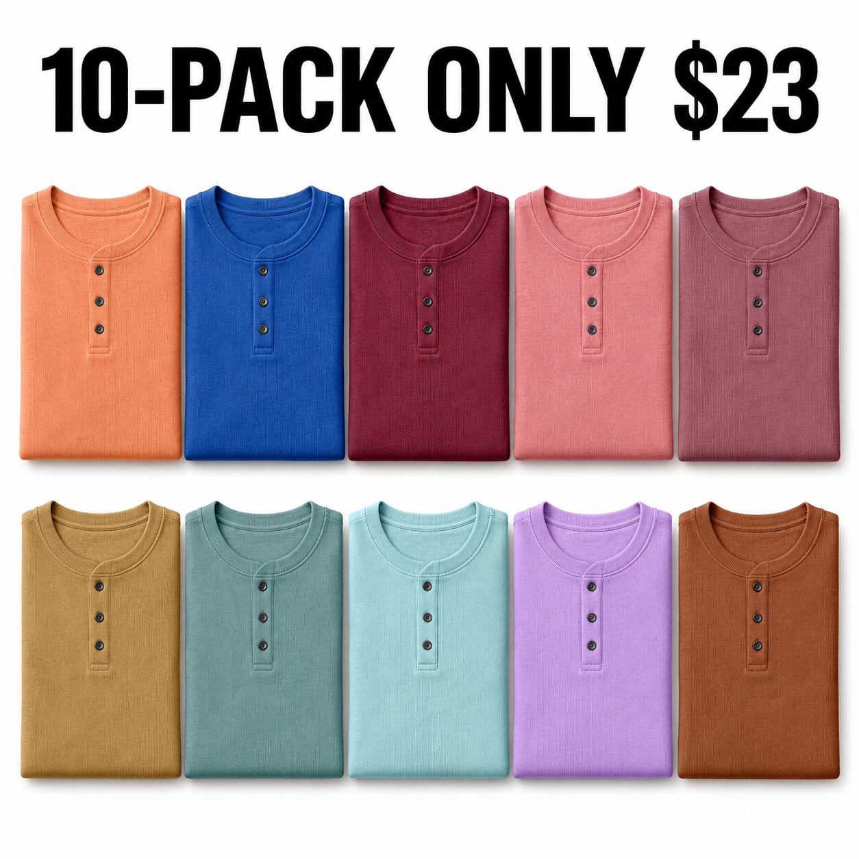Men's Ribbed Knit Short Sleeve Henley Shirts Mixed Pack Set