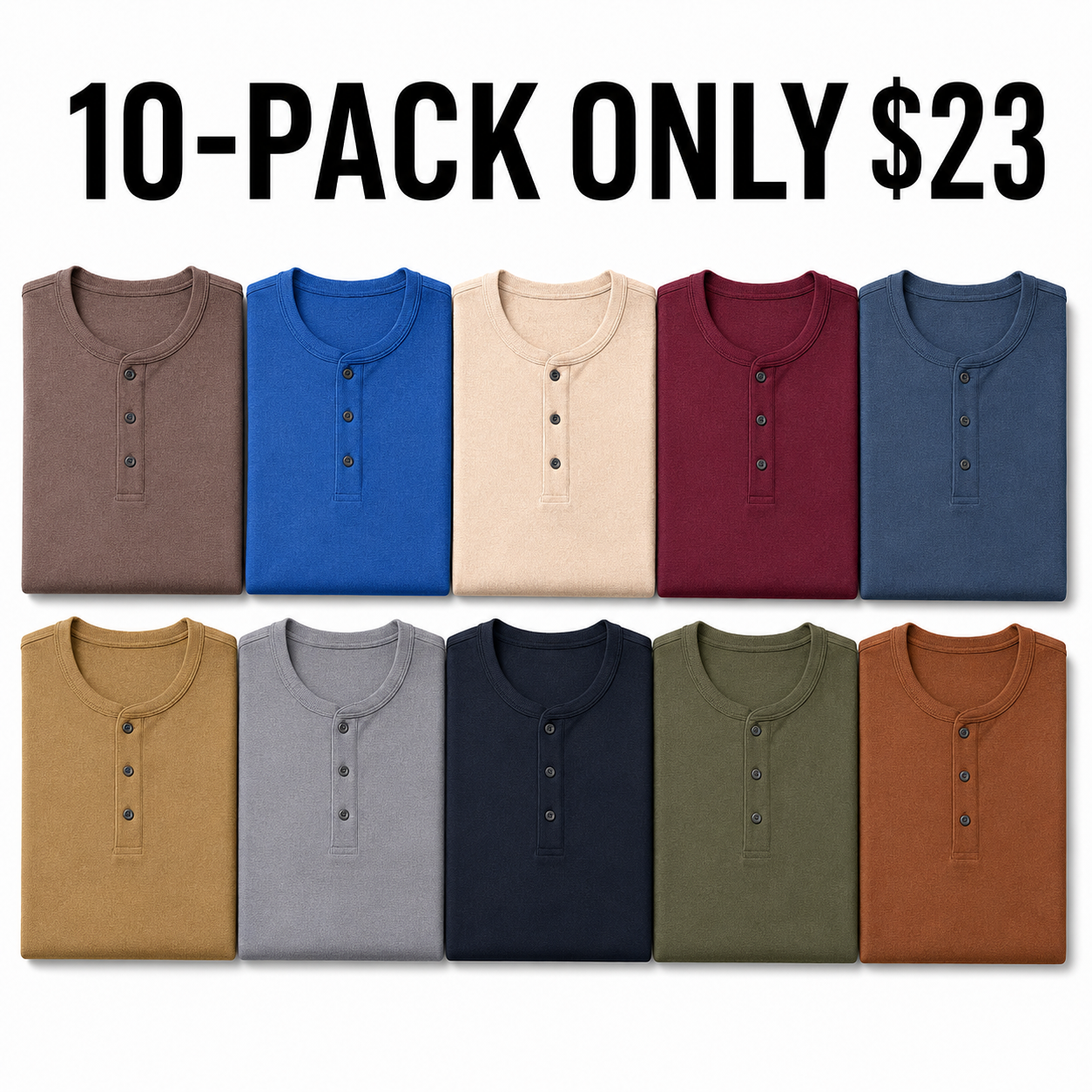 Men's Ribbed Knit Short Sleeve Henley Shirts Mixed Pack Set