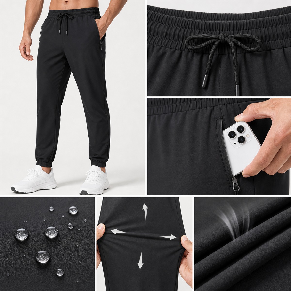 Men's Lightweight Hiking Jogger Pants 8-Pack Mixed Color Set