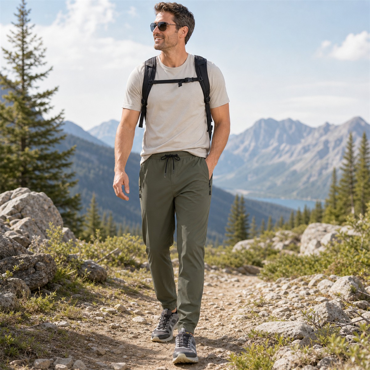Men's Lightweight Hiking Jogger Pants 8-Pack Mixed Color Set