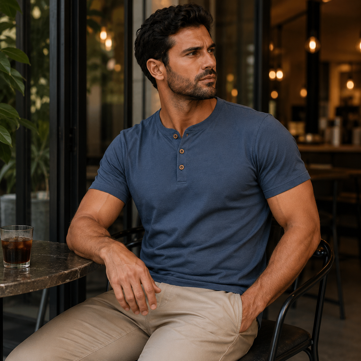 Men's Ribbed Knit Short Sleeve Henley Shirts Mixed Pack Set