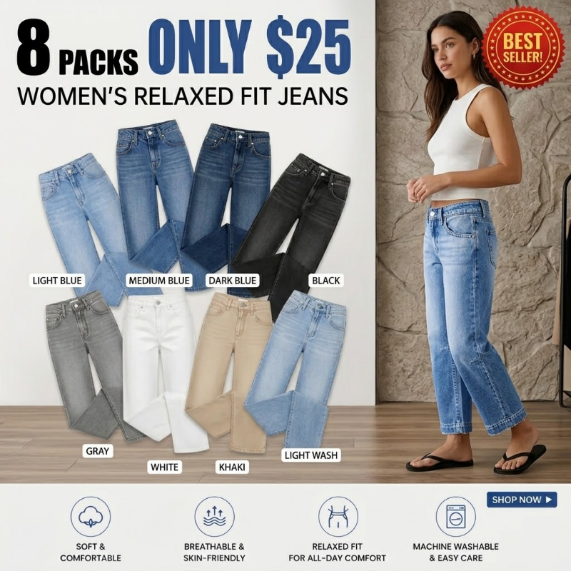 Mid-Rise Straight-Leg Cropped Jeans ? 8-Pack