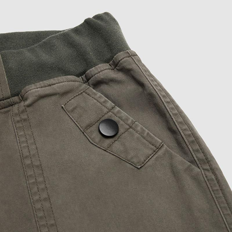Drawstring & Button Straight-Leg 3/4 Pants