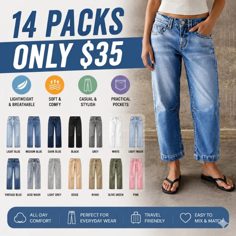 Mid-Rise Straight-Leg Cropped Jeans ? 8-Pack