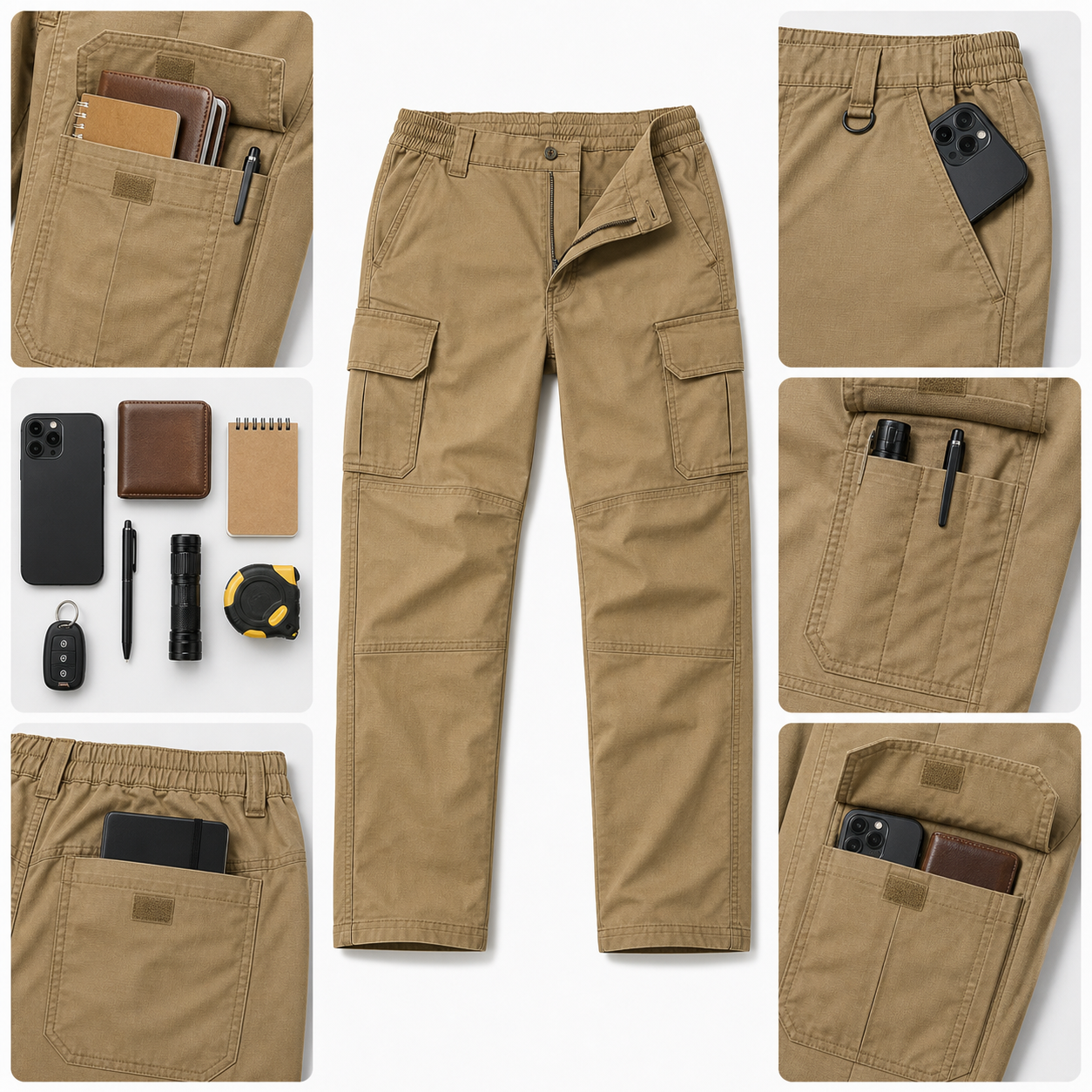 Men's Stretch Tactical Cargo Pants 8-Pack Mixed Color Set