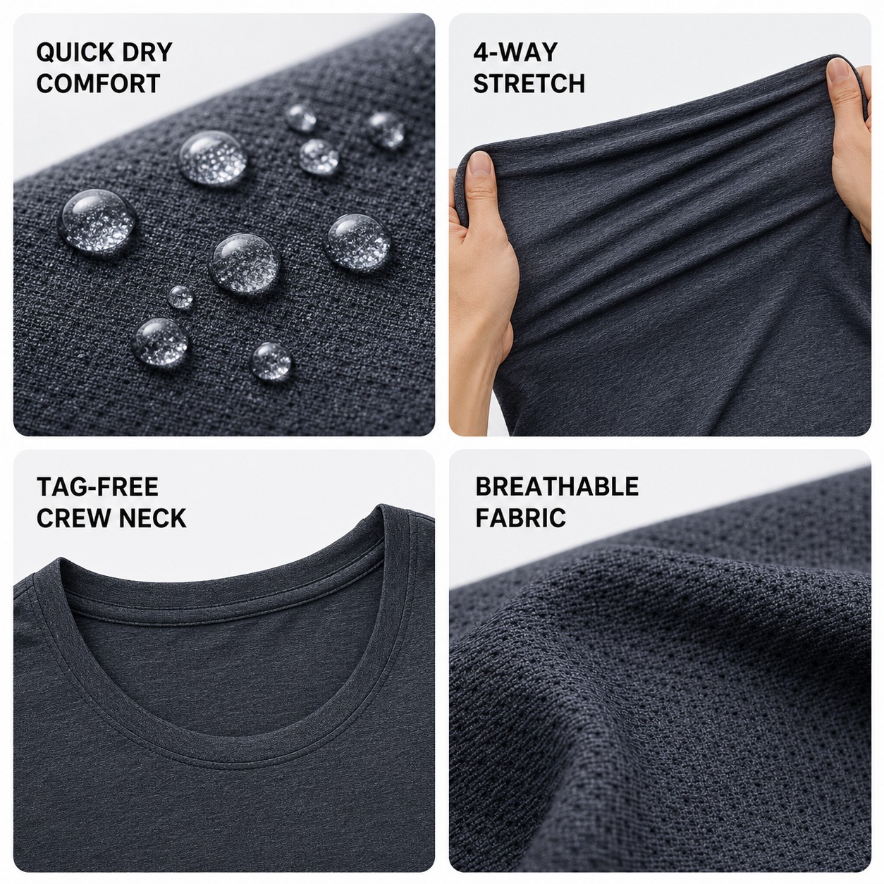 Men's Dry-Fit Athletic Crew Neck T-Shirts 10-Pack Mixed Color Set