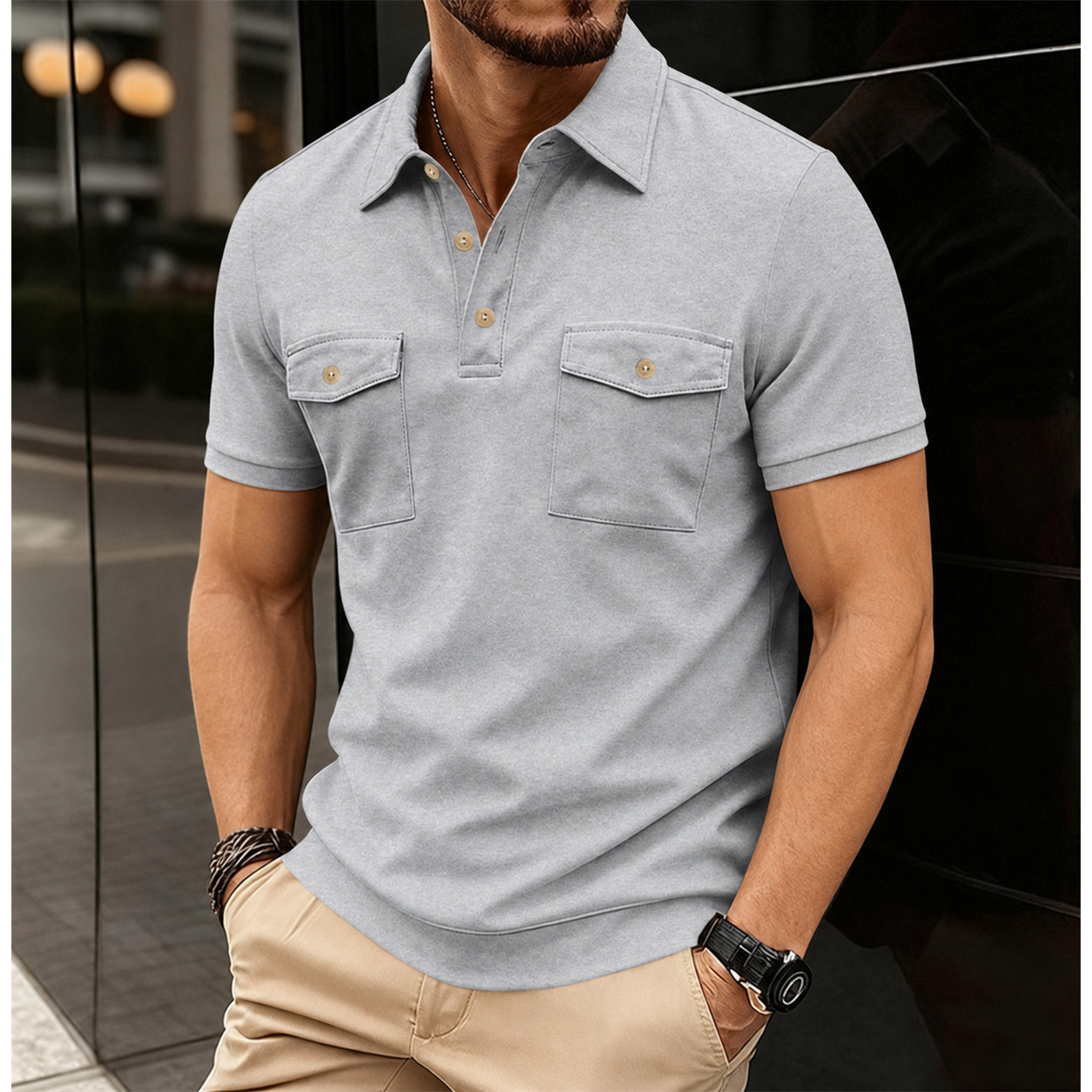 Men's Short Sleeve Utility Polo Shirts 6-Pack Mixed Color Set