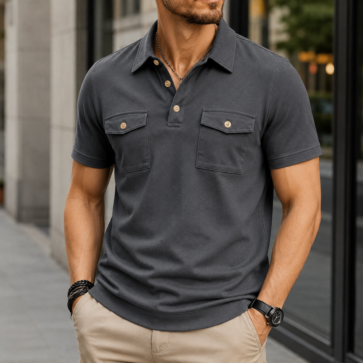 Men's Short Sleeve Utility Polo Shirts 6-Pack Mixed Color Set