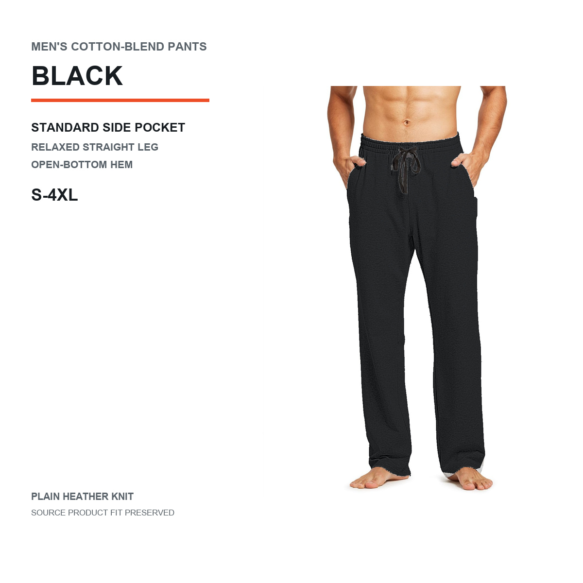 Men's Cotton-Blend Relaxed Straight-Leg Lounge Pants 8-Pack - Standard or Zipper Side