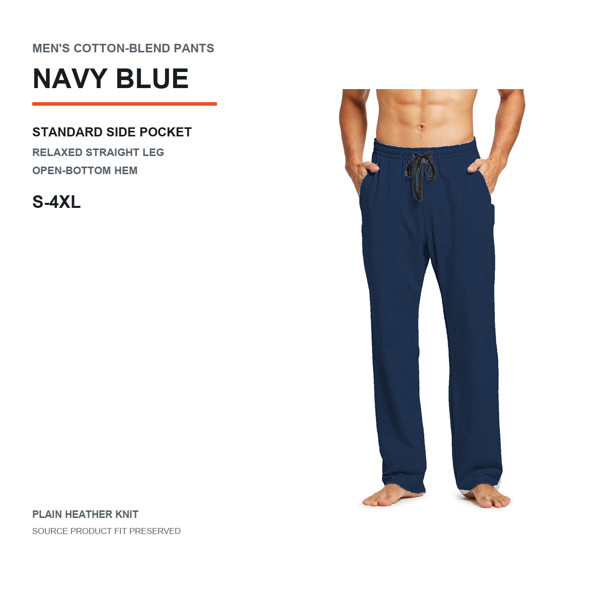 Men's Cotton-Blend Relaxed Straight-Leg Lounge Pants 8-Pack - Standard or Zipper Side
