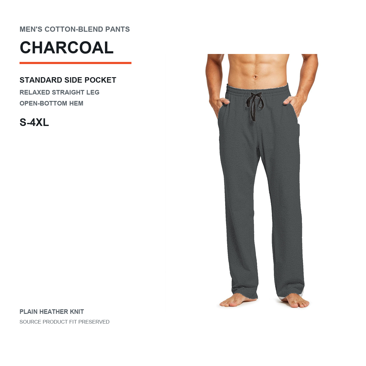 Men's Cotton-Blend Relaxed Straight-Leg Lounge Pants 8-Pack - Standard or Zipper Side