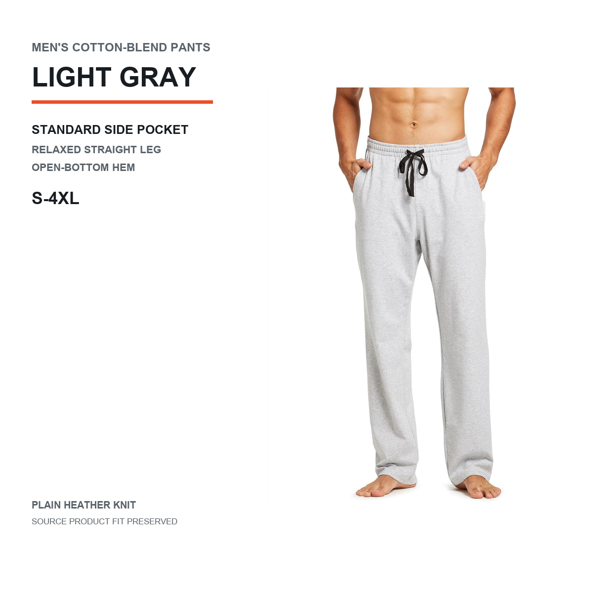 Men's Cotton-Blend Relaxed Straight-Leg Lounge Pants 8-Pack - Standard or Zipper Side