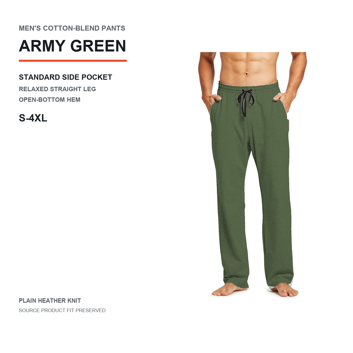 Men's Cotton-Blend Relaxed Straight-Leg Lounge Pants 8-Pack - Standard or Zipper Side