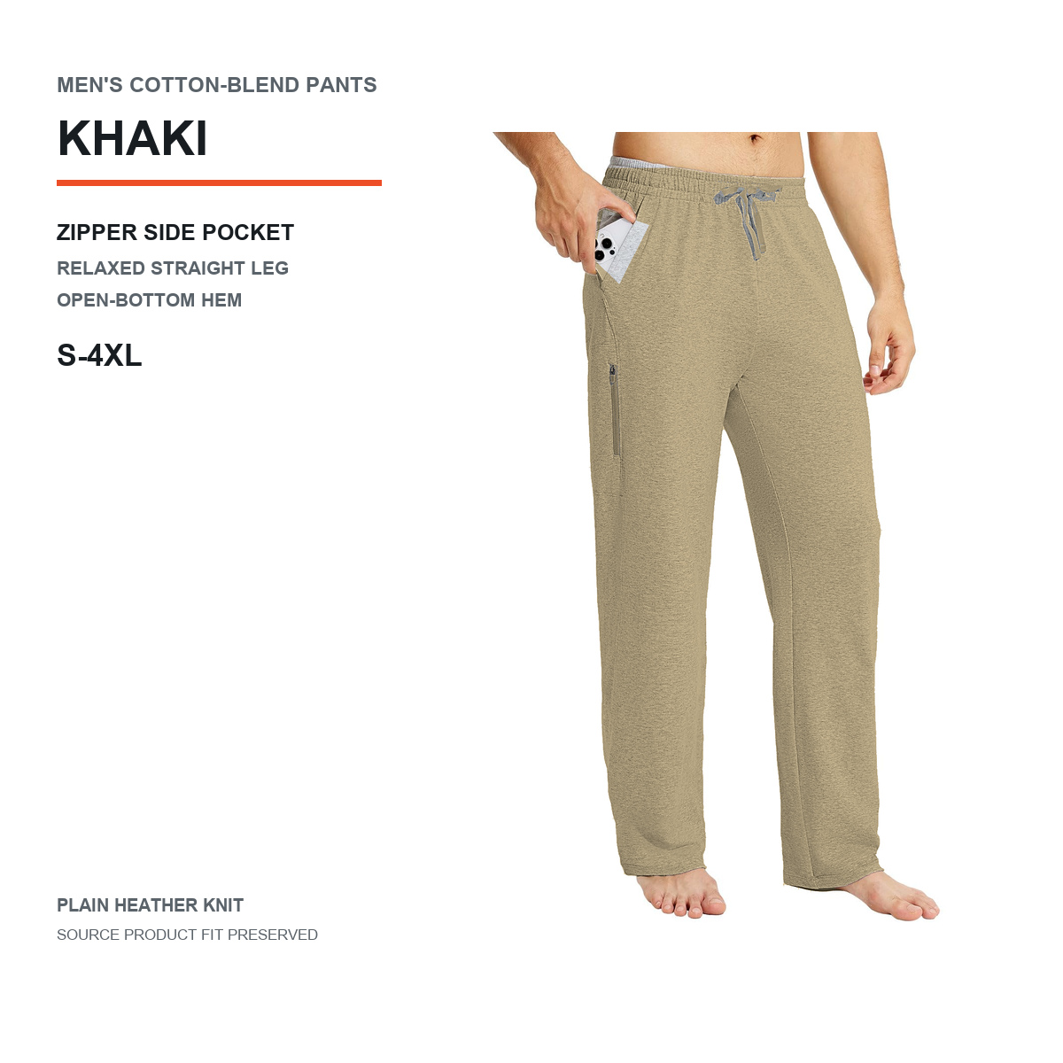 Men's Cotton-Blend Relaxed Straight-Leg Lounge Pants 8-Pack - Standard or Zipper Side