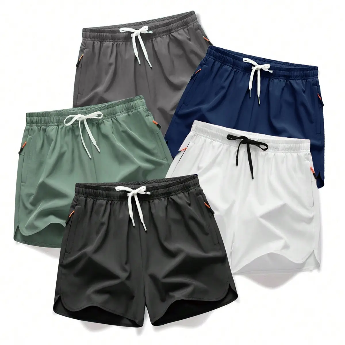 Men's Drawstring Zipper Pocket Shorts