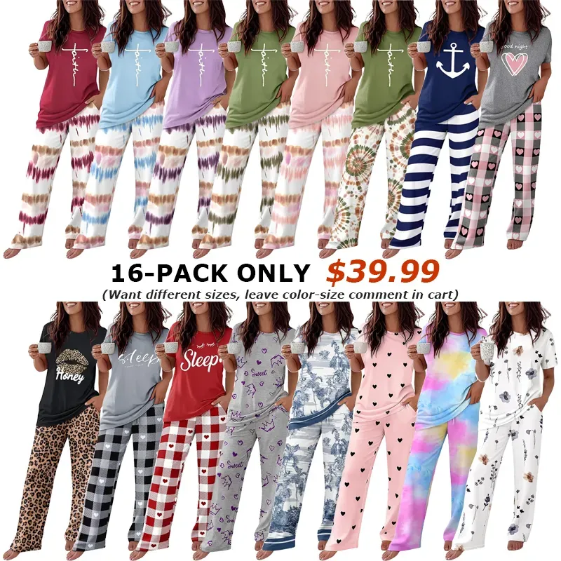 16-PACK ONLY $39.99 Women's Soft Stretch 2-Piece Pajama Set
