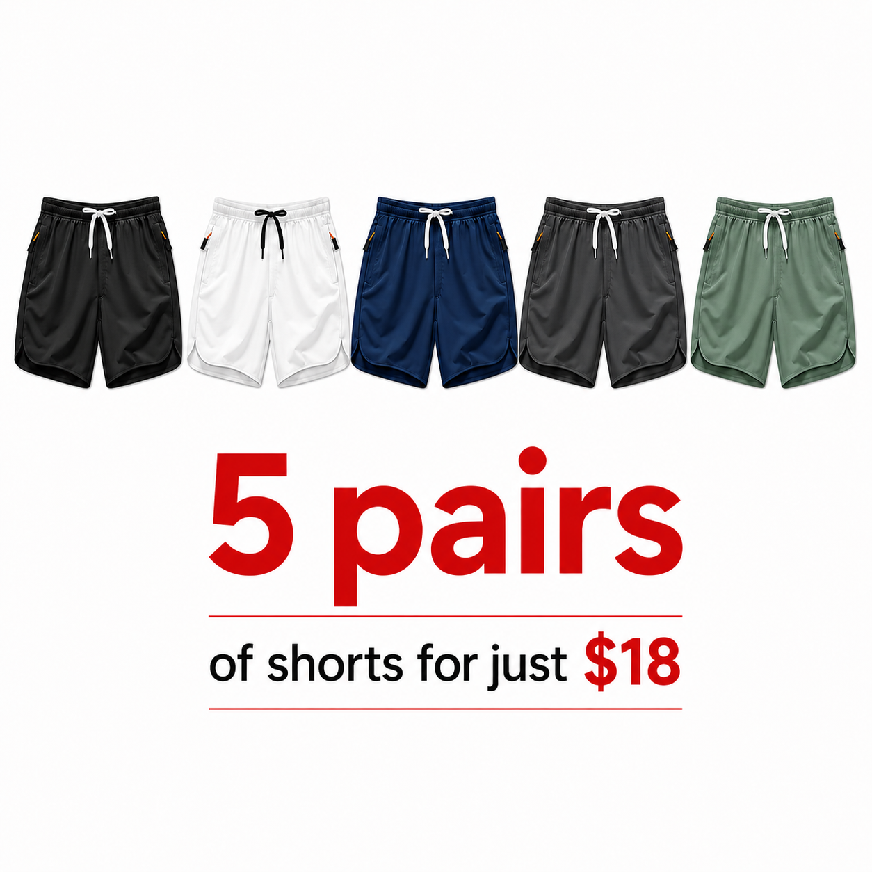 Men's Drawstring Zipper Pocket Shorts