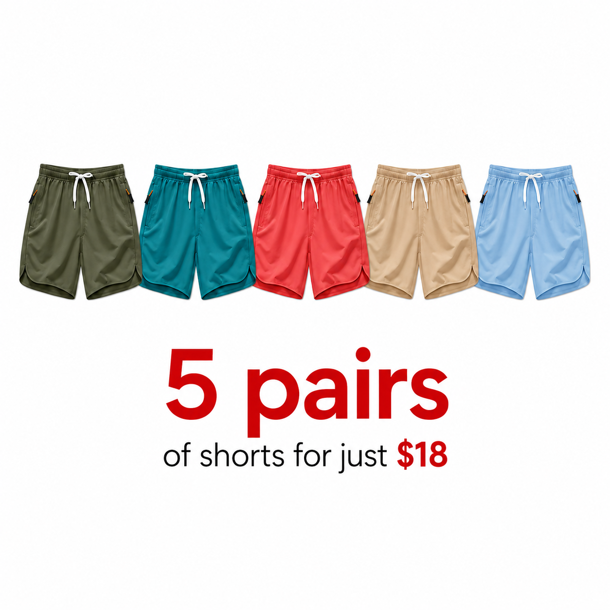 Men's Drawstring Zipper Pocket Shorts